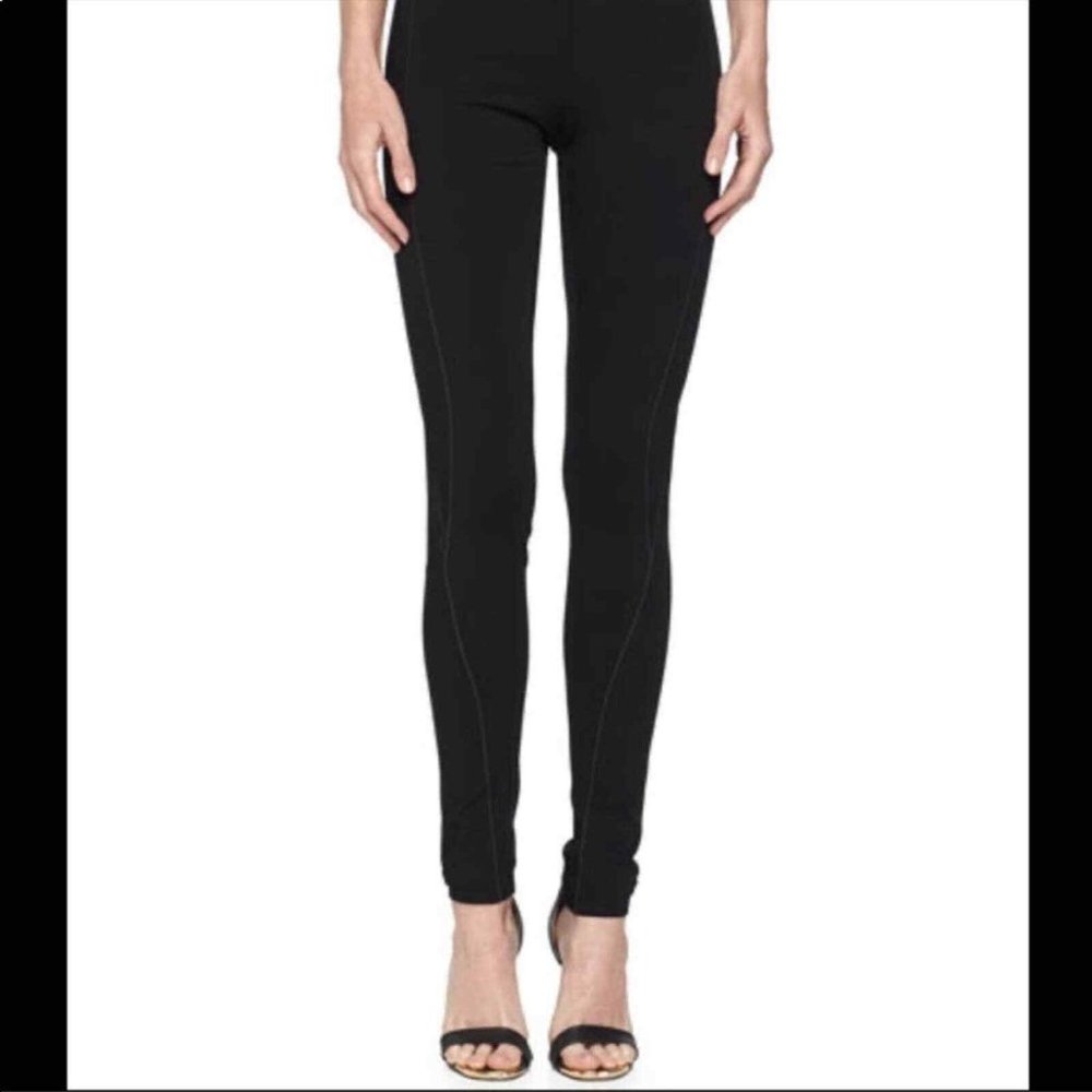 Helmut Lang Black Reflex Bodycon Leggings Contrast Topstitch Detail Size TP/T-XS